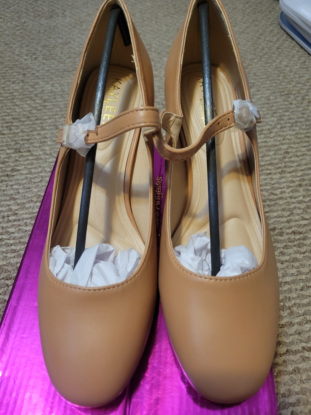 KAYLEEN By Los Angeles Nude Tan Mary Jane Heels - Picture 2 of 6